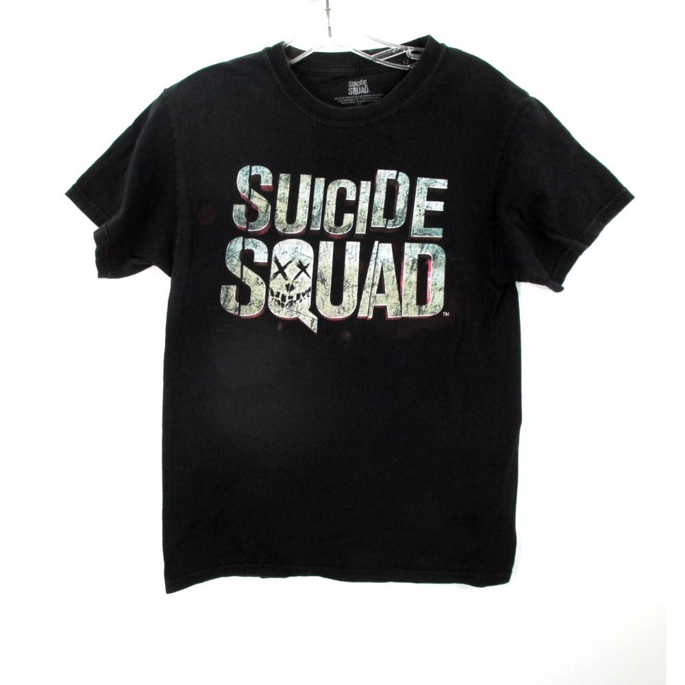 SUICIDE SQUAD T-Shirt Tee Small Black Big Logo DC Comics 34" Chest 26" Long